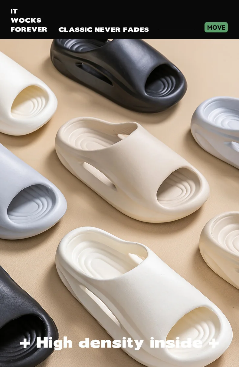 Shevalues Sommer-Sport-Hausschuhe für Damen, modisch, dicke Sohle, EVA-Strandschuhe, weiche Wolkenhaus-Sandalen, rutschfeste Badezimmer-Rutschen – Detail 4