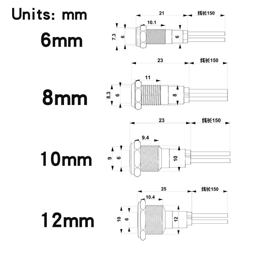 รูปสินค้า ไฟแสดงสถานะ LED โลหะ หลากขนาด หลายสี