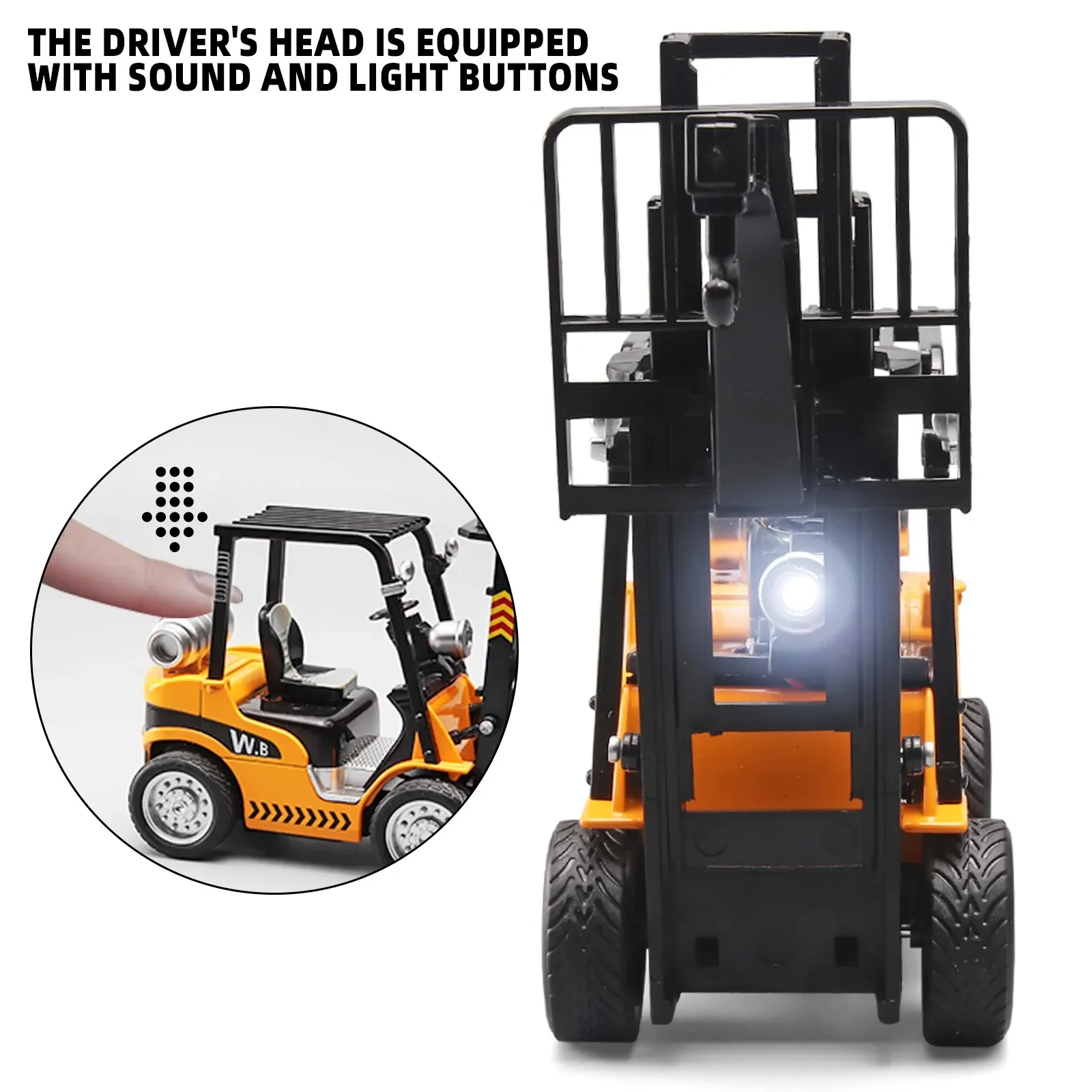 Alloy Construction Forklift & Crane Toy with Motion, Sound, and Light Effects - Perfect for Kids' Imaginative Play