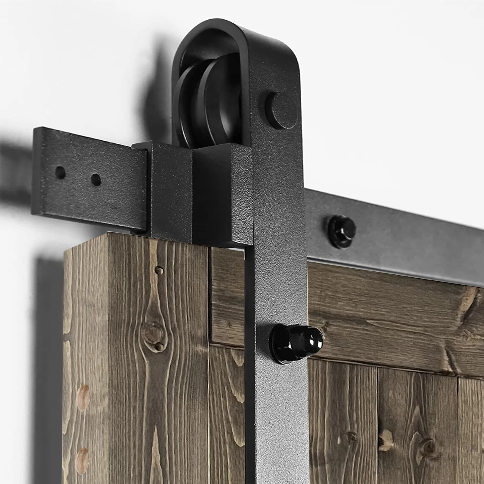 30 in. x 84 in. Sliding Barn Door with 5FT Barn Door Hardware Kit & Handle ，K Frame，Solid Spruce Wood，gray spray paint
