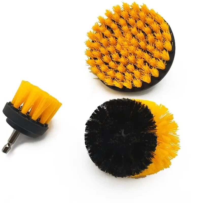 UNTIOR 3Pcs/Set Electric Scrubber Brush Drill Brush Kit Plastic Round Cleaning Brush For Carpet Glass Car Tires Nylon Brushes 4