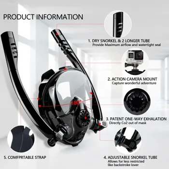 Seaview 180° Full Face Snorkel Mask - Wide-Eye Panoramic Vision, Advanced Anti-Fog Leak-Proof - for Adults Underwater Adventures 1