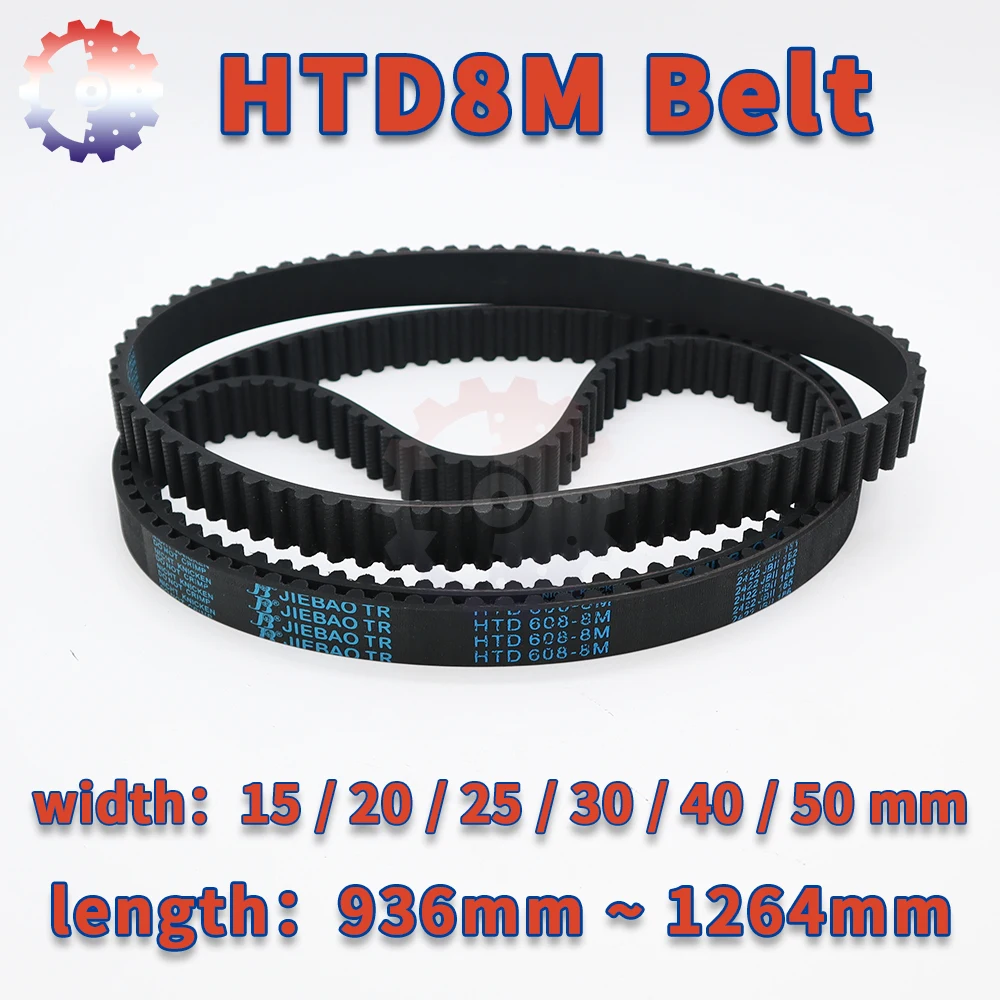 HTD 8M Rubber Belt Length 936mm to 1264mm 8M Timing Belt Width 15mm 20mm Loop Belt 25mm 30mm 40mm HTD8M Belts Synchronous Belt