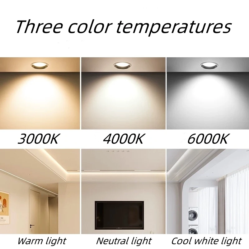 매입형 눈부심 방지 LED 통 디밍 가능 AC 85-265V 천장 조명 스포트라이트 12W 15W 18W 24W 가족 거실 침실 조명