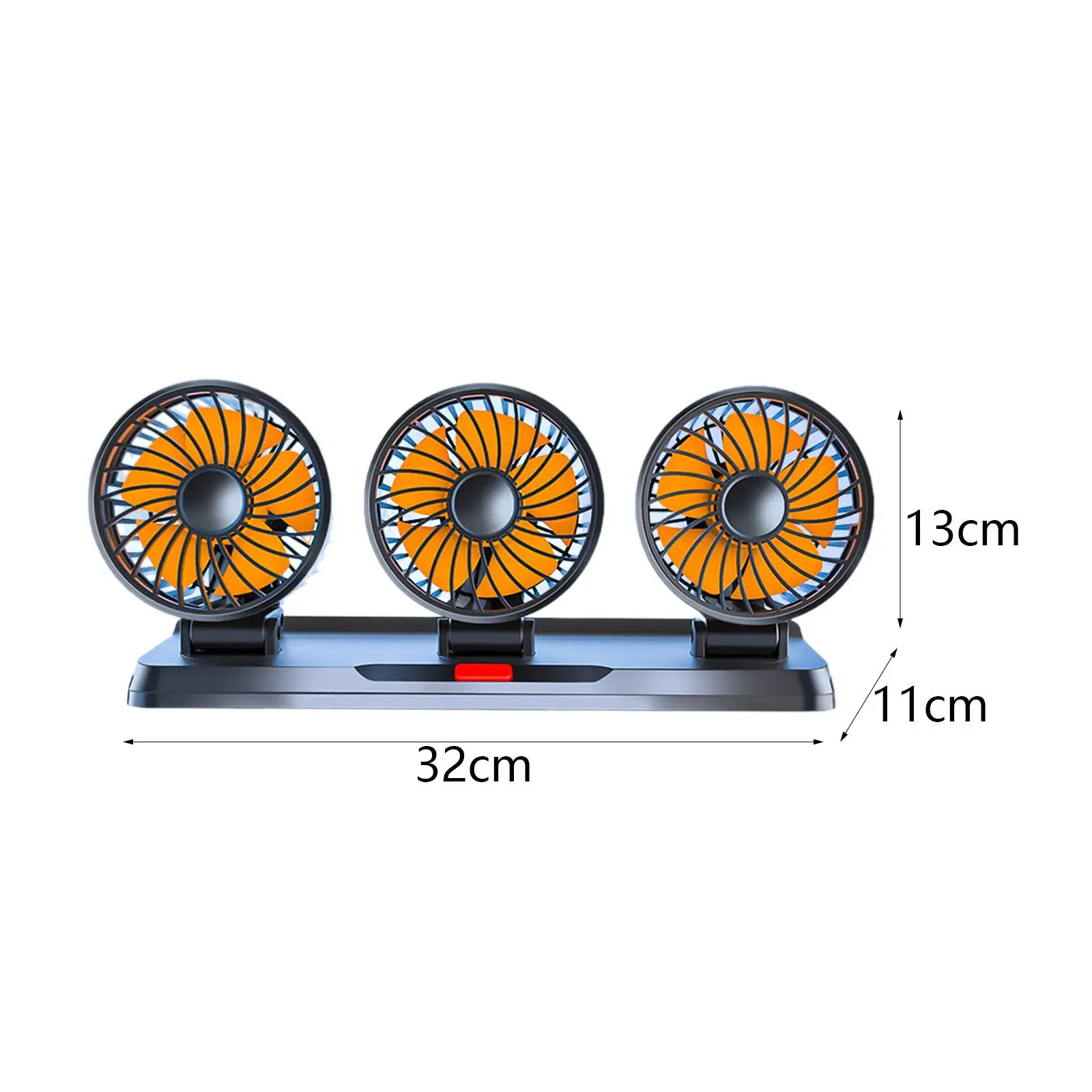 Car Fan Rotatable Vehicle Fan Quiet 360 Degree Rotation USB Rechargeable Car Cooling Fan Three Head Vehicle Fan for Truck SUV