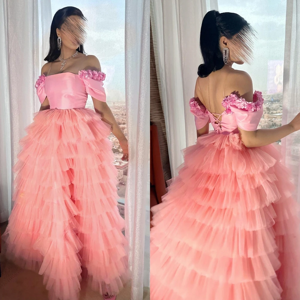 

Prom Dresses Retro Elegant Off-the-shoulder A-line Layered Tulle Formal Occasion Gown black girl prom dresses 2023 שמלות נשף