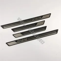 Car Accessories Door Sill Scuff Plates Threshold Protector Stickers - Welcome Pedal (Carbon fiber pattern)