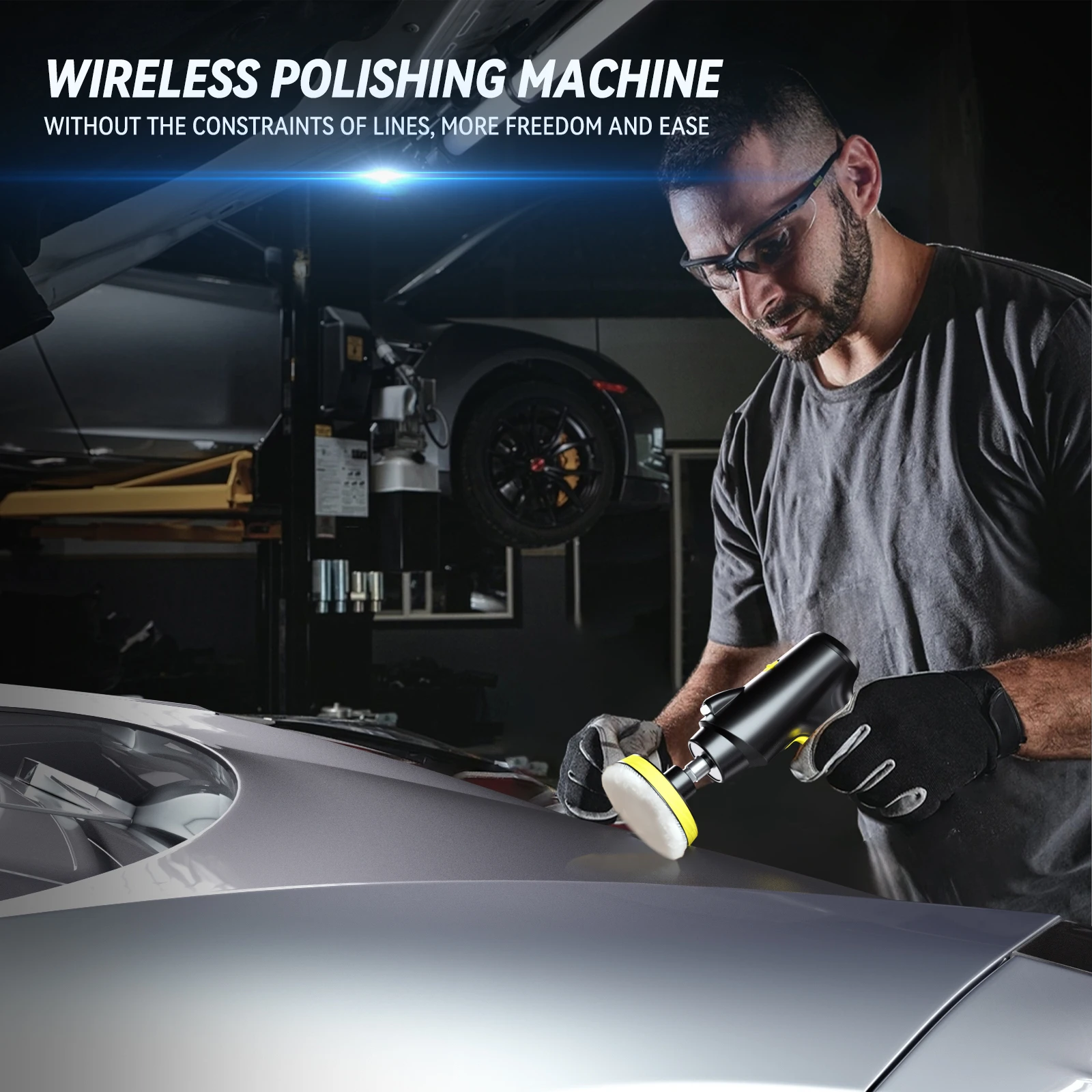 Car Polisher Waxer Electric Drill Tool Kit 3 Speeds 4000 mAh 1600RPM for Detailing Polishing Repair