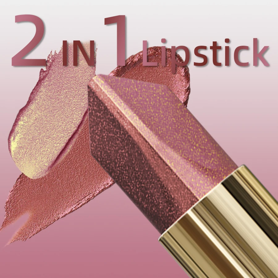 4 Color Glitter Two Tone Lipstick Matte Pearlescent Lip Tint,Shiny Metallic Lip Senior Lip Korean Makeup Gifts Lip Gloss Lip Oil_voghion.com
