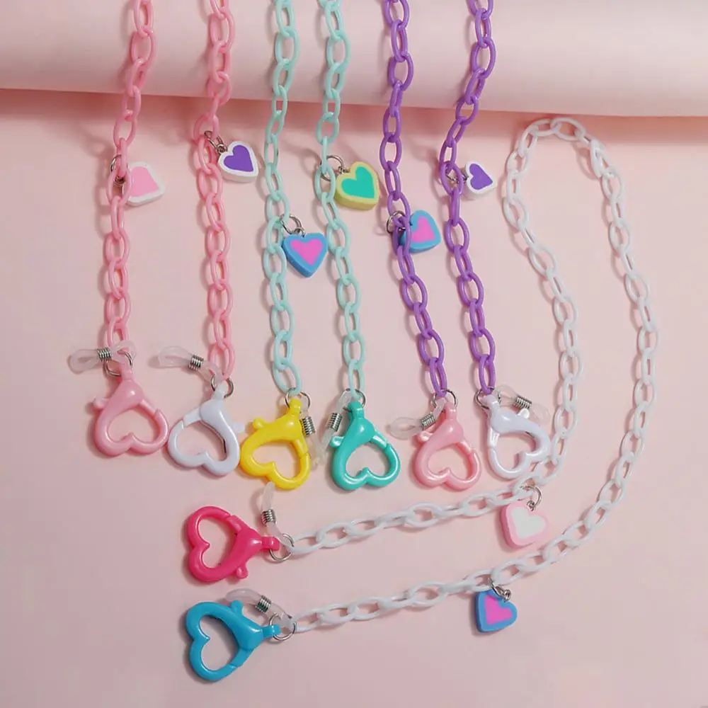 

Acrylic Glasses Chain New Fashion Candy Color Cartoon Rabbit Bear Heart Mask Chains Lanyard Anti-lost Mask Hanging Rope