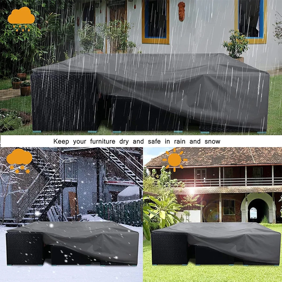 Durable Waterproof Outdoor Furniture Cover - Rectangular Garden Weatherproof Protector