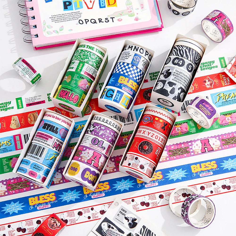 

5Pcs Creative Inside Masking Washi Tape Set DIY Scrapbook Art Collage Diary Album Decoration Stationery