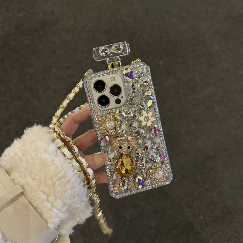 Crossbody Rhinestone Phone Cover For iPhone 16 15 14 Pro Max 13 12 11 XR XS