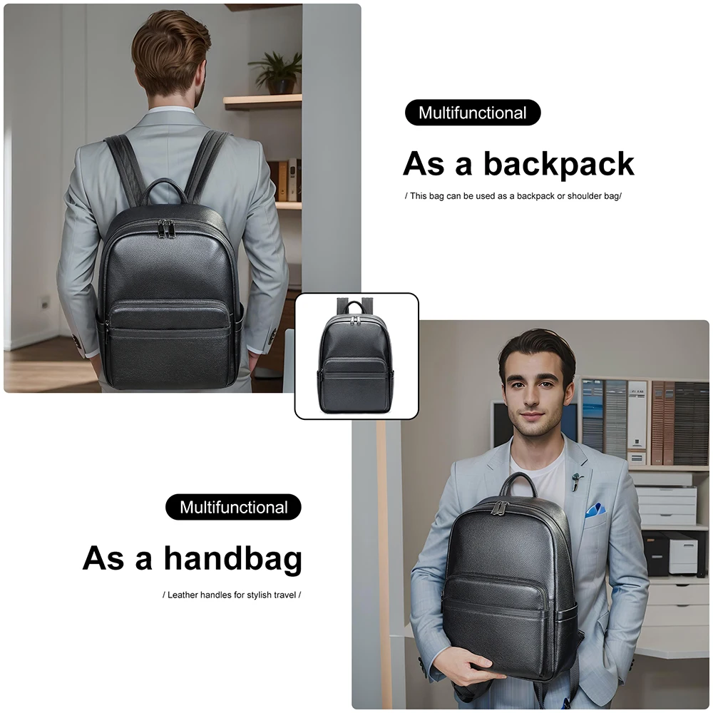 WESTAL Large Capacity Men Leather Backpacks for 15inch Laptop School Bags Travelling Backpack with Strap Handbags A4 Sheet Bags