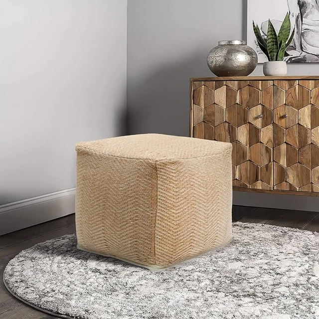 Joita Indoor Outdoor Pouf LEOPER Zipper Cover with Luxury Polyfil Stuffing  17 x 17 x 17 - Bed Bath & Beyond - 35631564