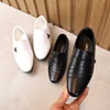 туфли Boy's Leather Shoes Spring Autumn Pointed Toe Formal Dress Shoes British Style Black White Kids Shoes Party Wedding Flats 1