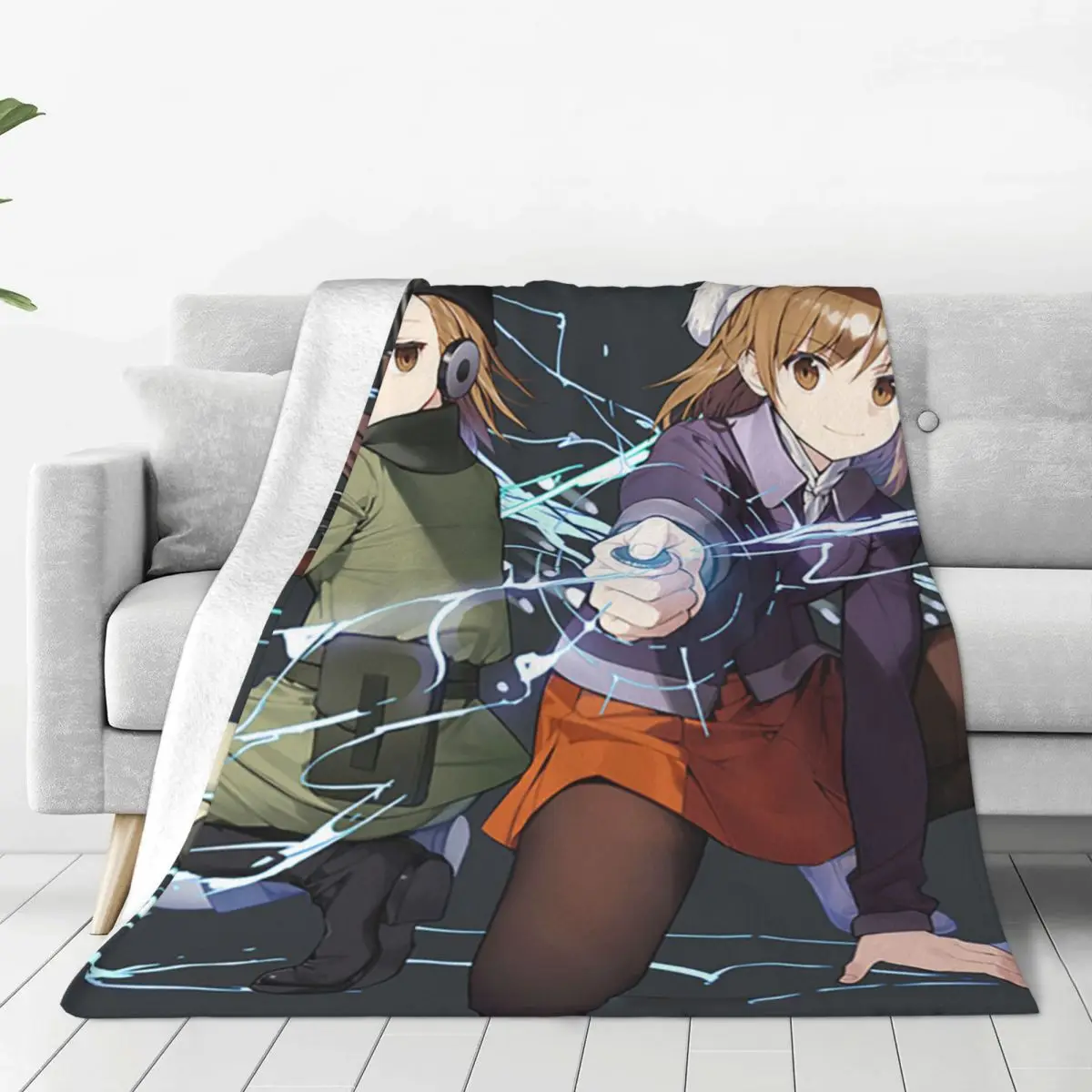 

Misaka Mikoto Blanket Anime Toaru Kagaku no Railgun Flannel Novelty Warm Throw Blanket for Home Restaurant Spring Autumn