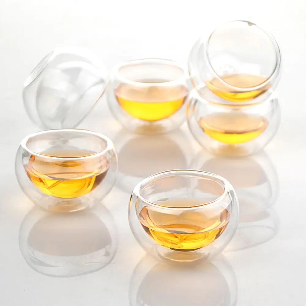 50ml Double Wall Glass Cup Heat Resistant Beer Tea Drink Kungfu Teacup MINI Whisky Cup Coffee Cups
