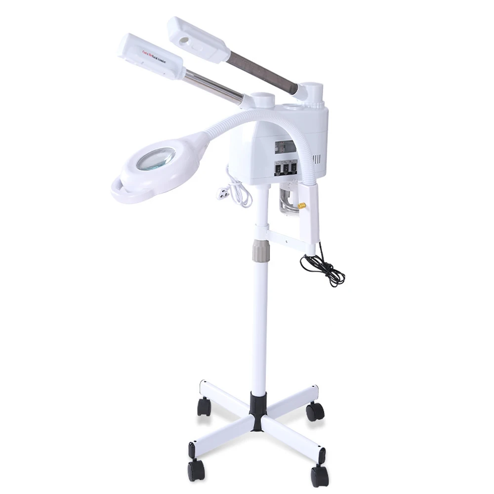 오존 핫 앤 콜드 페이셜 스티머, 따뜻한 미스트 이온 스티너, 얼굴 딥 클리닝 기화기, 홈 살롱 스파 분무기, 램프 포함, 3 in 1 