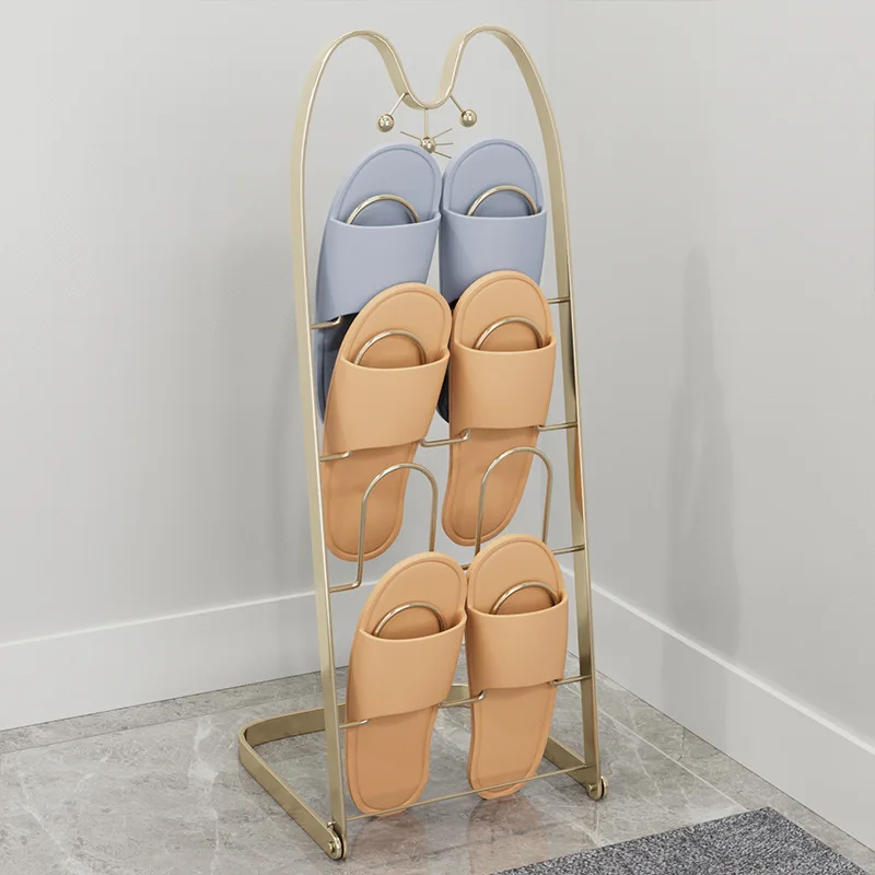 Indoor Wall Hanging Multi-Functional Shoe Storage Entry Slippers Rack Bathroom Perforation-Free Iron Drying Organization