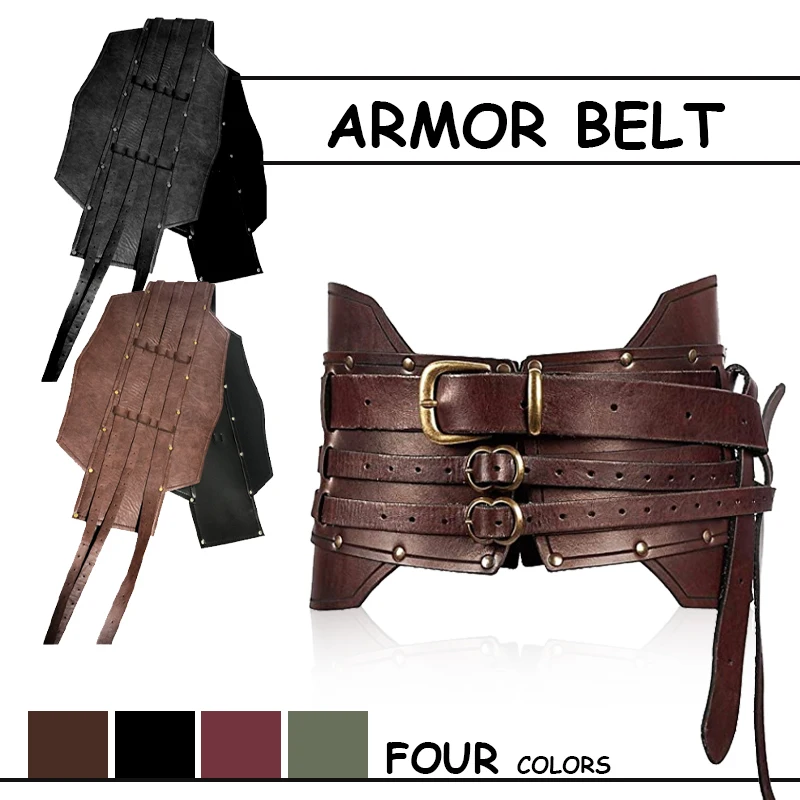 Medieval Cosplay Belt Steampunk Women Vintage Wide Belt Men Knight Armors Medieval Viking Pirate Costume For Adult medieval cosplay belt