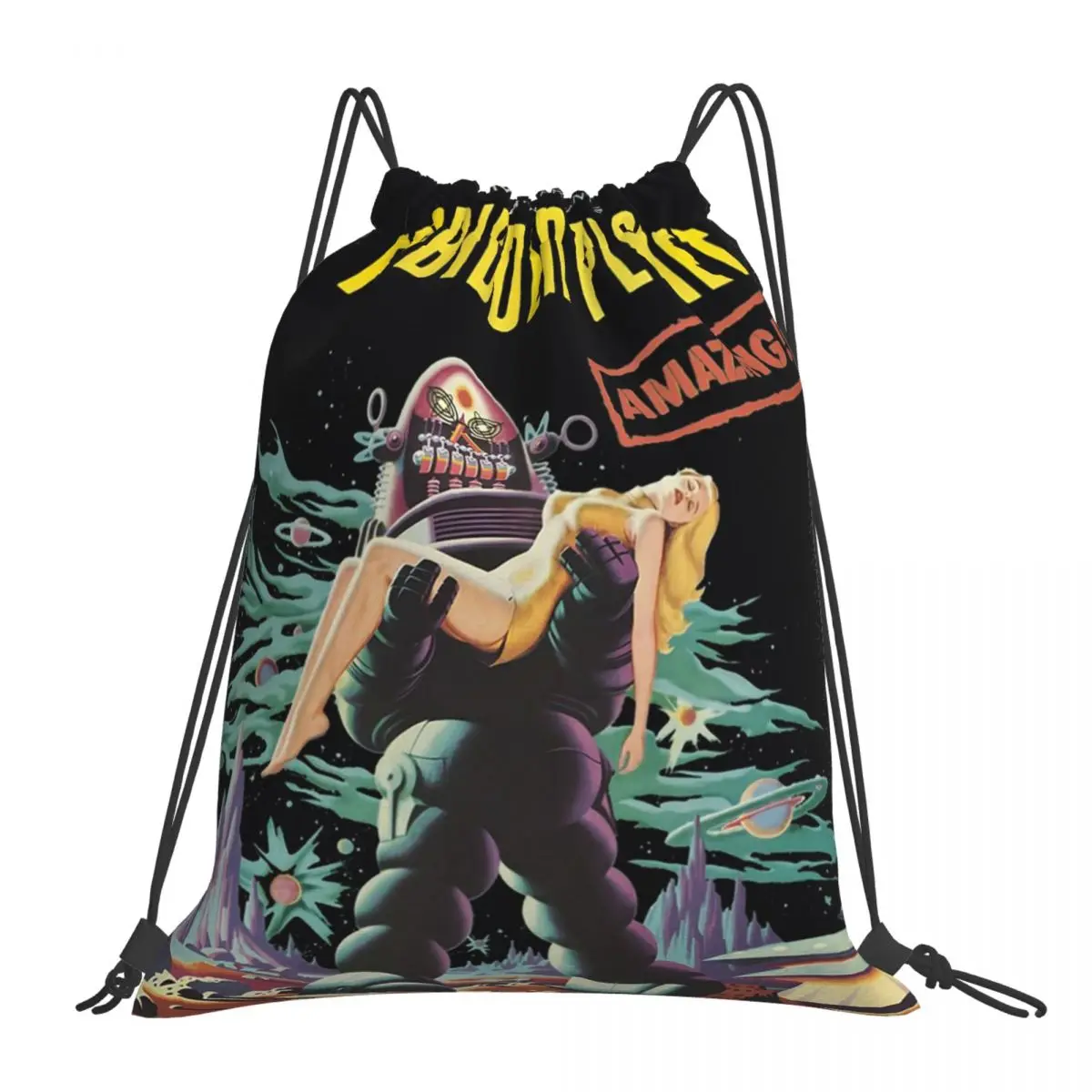 

Рюкзаки с принтом «Роботизированная планета», Модные Портативные Сумки на шнурке, спортивная сумка с карманами, портфель для школы и путешествий