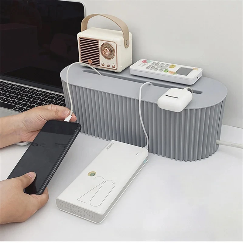 Cable Storage Box Lid For Office High Capacity Cord Organizer Space Saving Desktop Socket Cable Management Box 1pc
