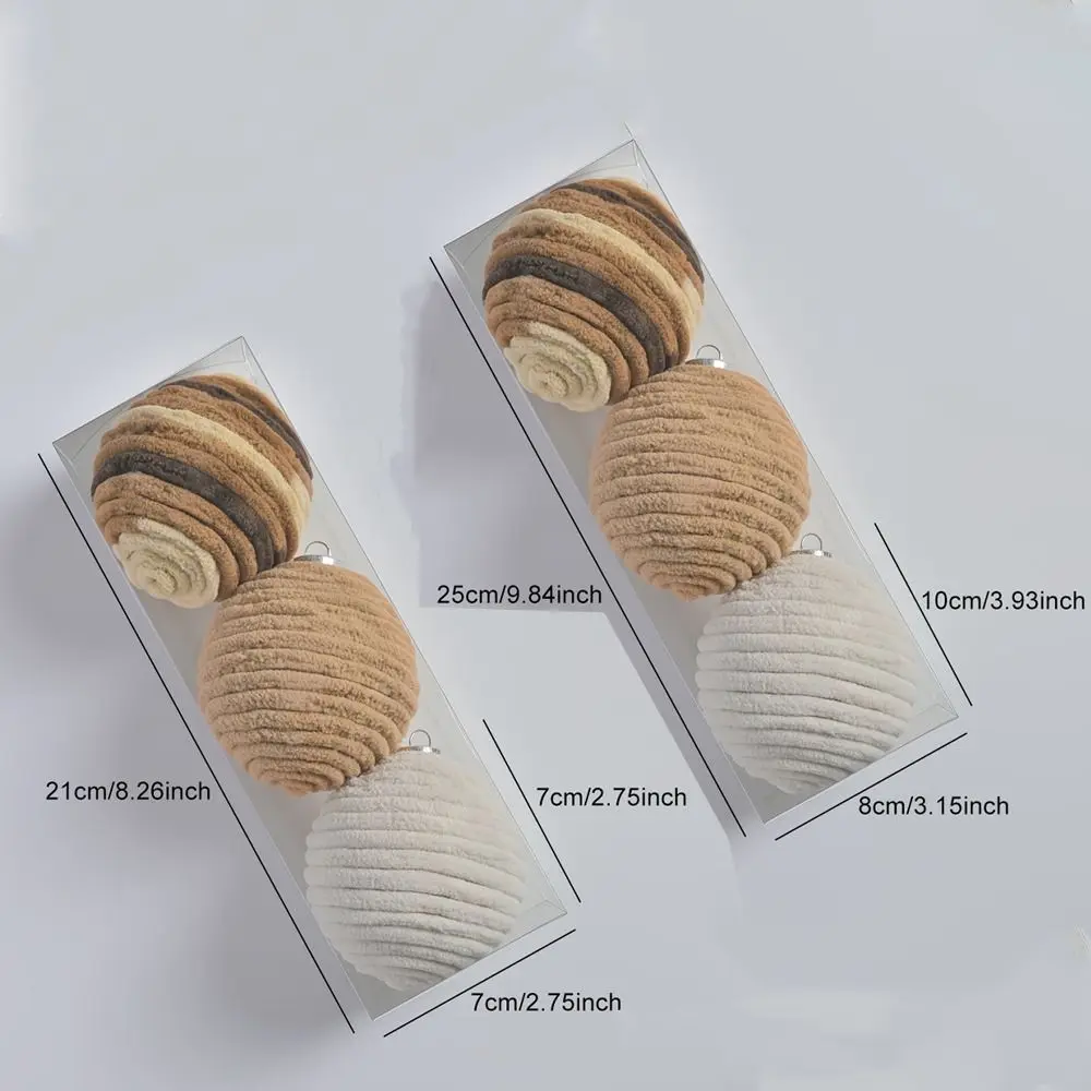 3pcs 7/10cm Christmas Ball Ornaments Flocking Plastic Christmas Tree Hangings Ball Shatterproof Xmas Spheres Pendant Gift