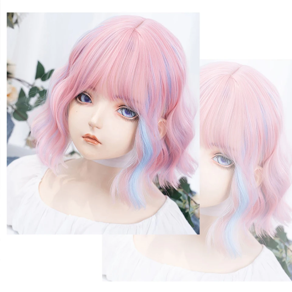 Synthetic Curly Bob Wig for Women with Bangs