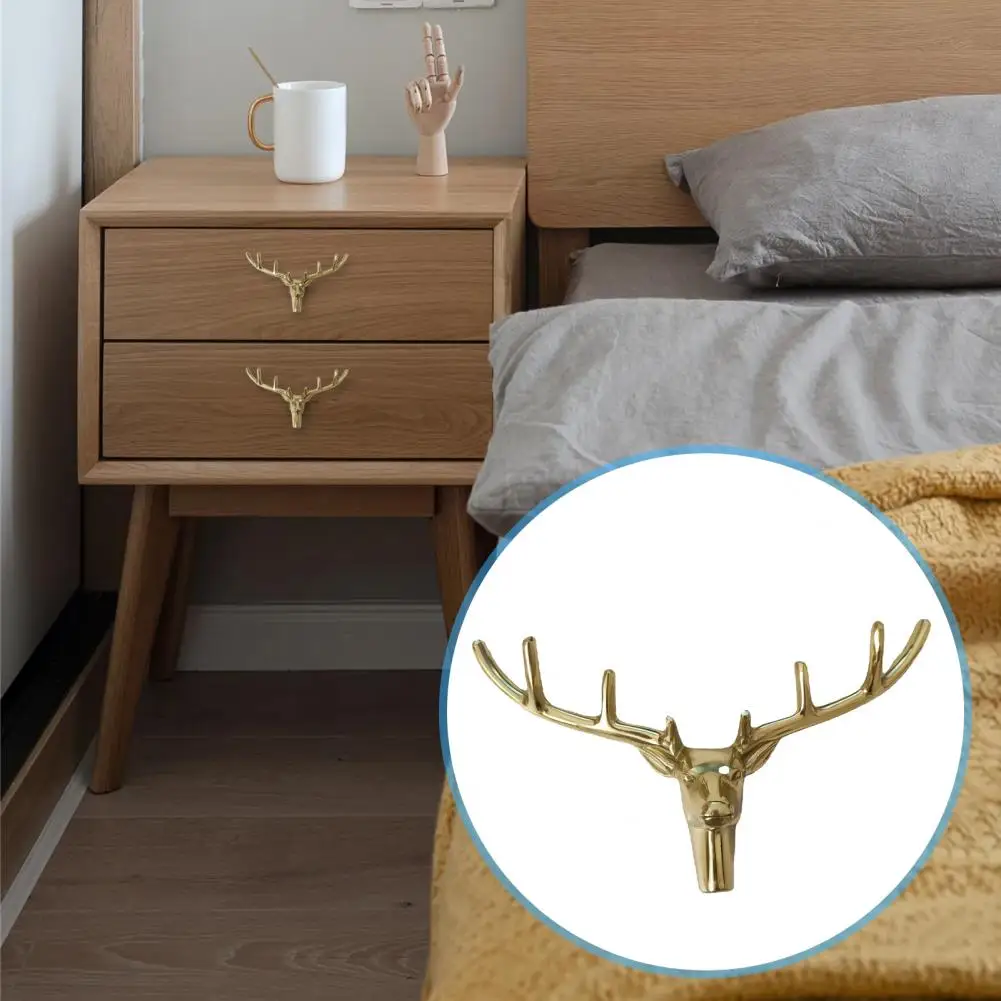 Cabinet Handle Deer Head Shape Brass High Hardness Drawer Cupboard Door Pull Handle Wardrobe