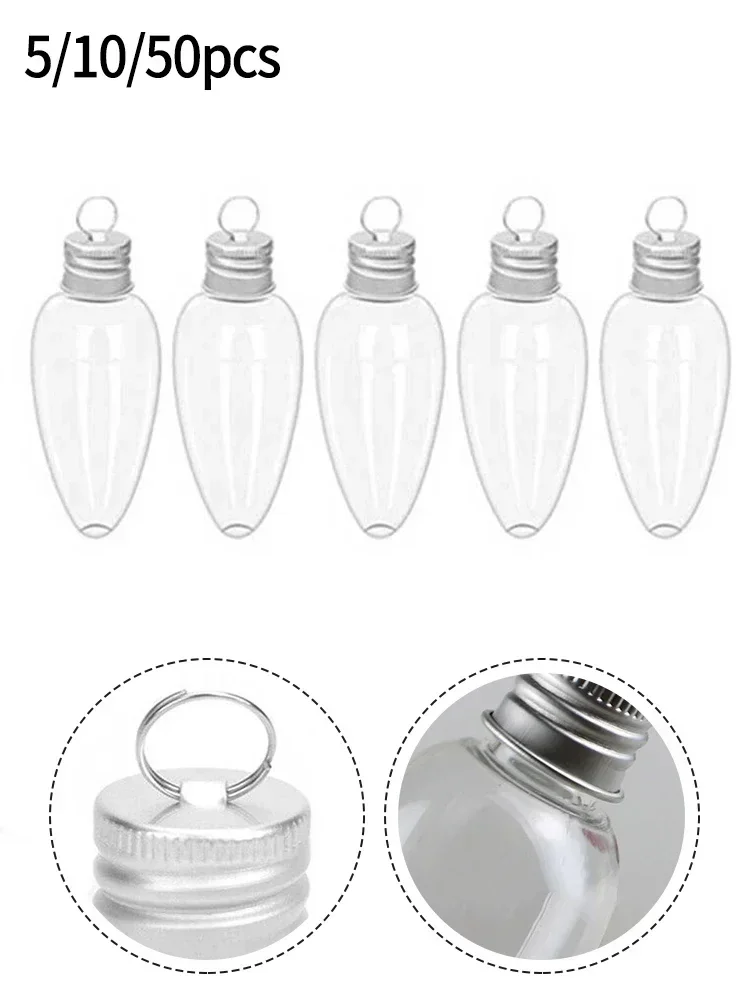 Light Bulb Shaped Refillable Bottles Christmas Ornaments Plastic Candy Containers DIY Christmas Ball Plastic Baubles 50/10/5pcs