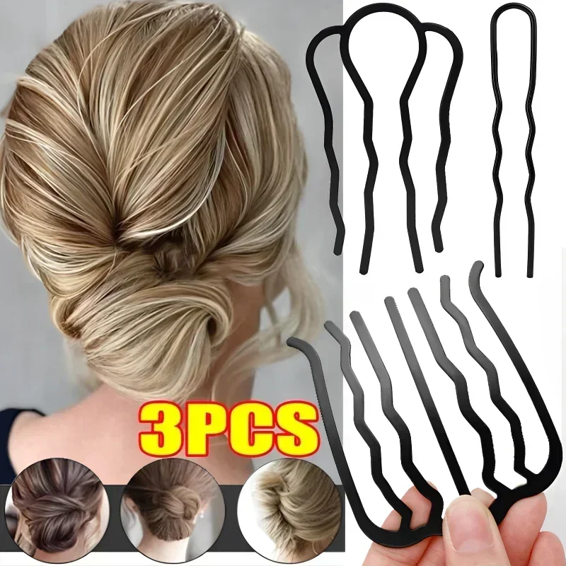 

New Metal Black Hair Fork Clip Women Hair Pin Combs Messy Bun Hair Pin Clip Hair Side Combs Updo Hair Sticks Hair Styling Tool