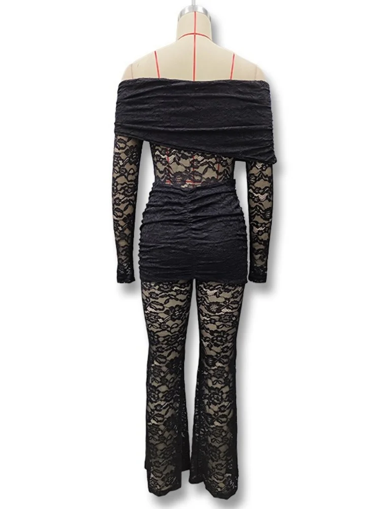 Wmstar Women Jumpsuit Wholesale Spring New Women's Clothing Sexy Lace Cutout See Through Slim One Piece Outfits Club Outfits