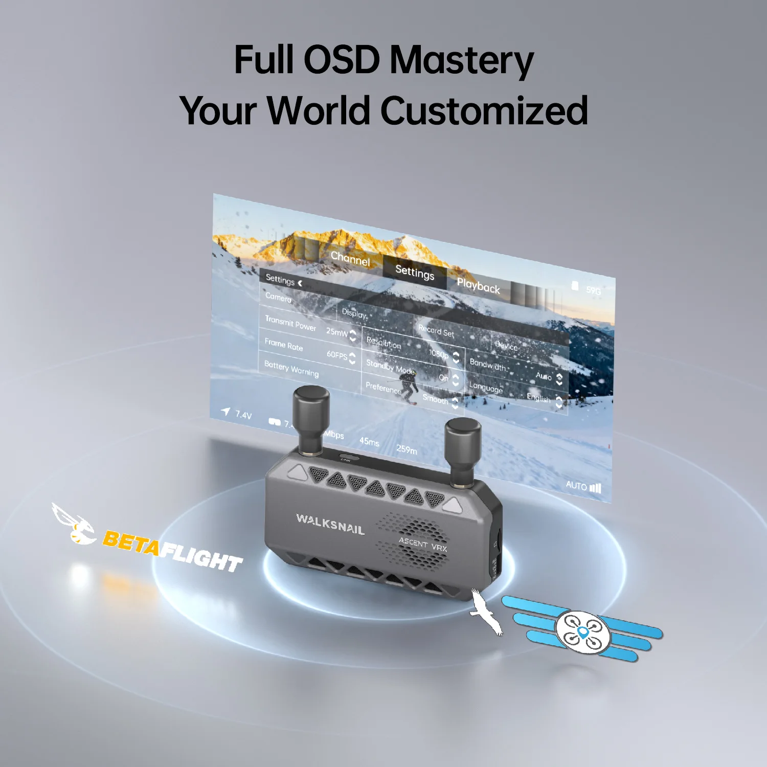 CADDX Walksnail Ascent VRX Receiver 5.8Ghz 6km Compatible Ascent VTX Supports All FPV Goggles And Displays With HDMI Input thumbnail 6