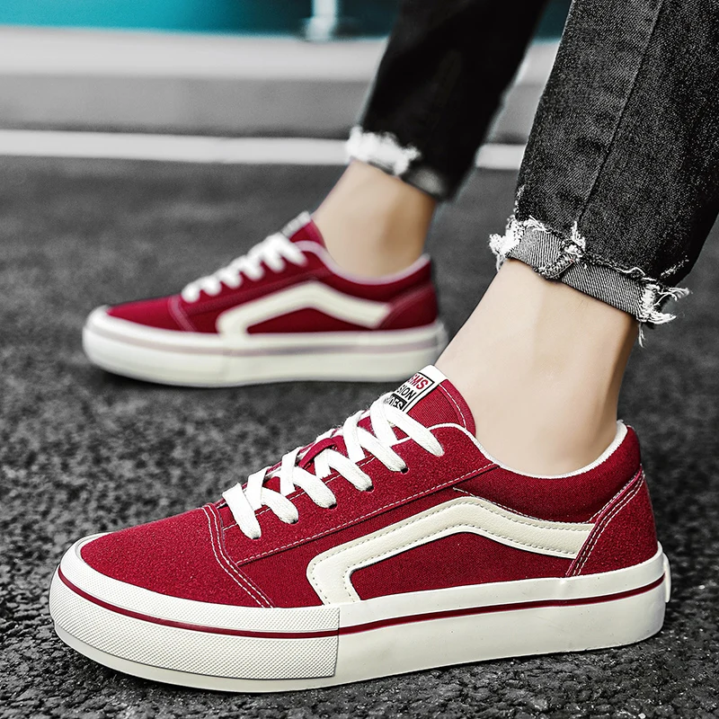 Hot Classic Black Men Canvas Shoes Fashion Lace-up Men's Vulcanized Shoes Breathable Skateboard Canvas Sneakers Man Espadrille 6