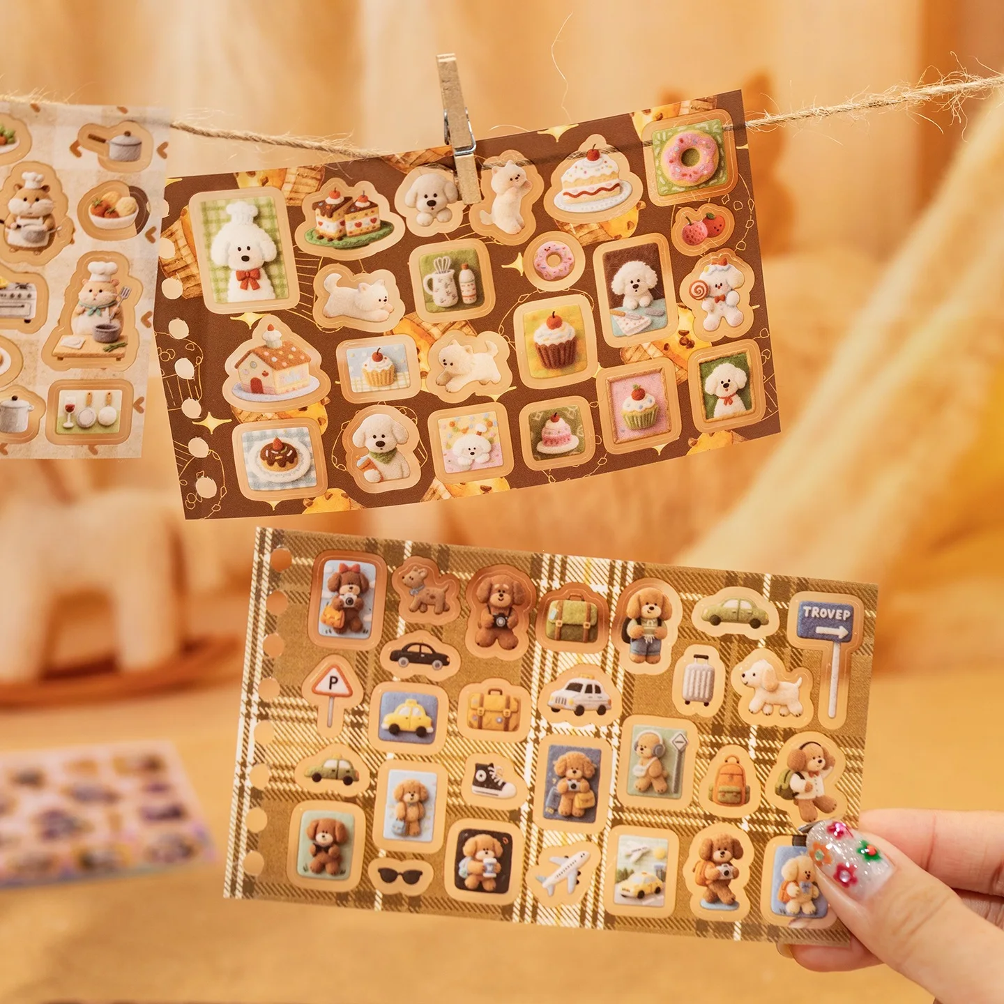 20개/봉투 + 핀셋: PET 코일 스티커북, 귀여운 애완동물 데칼, 저널링 용품, 재미있는 DIY 장식 콜라주 스티커