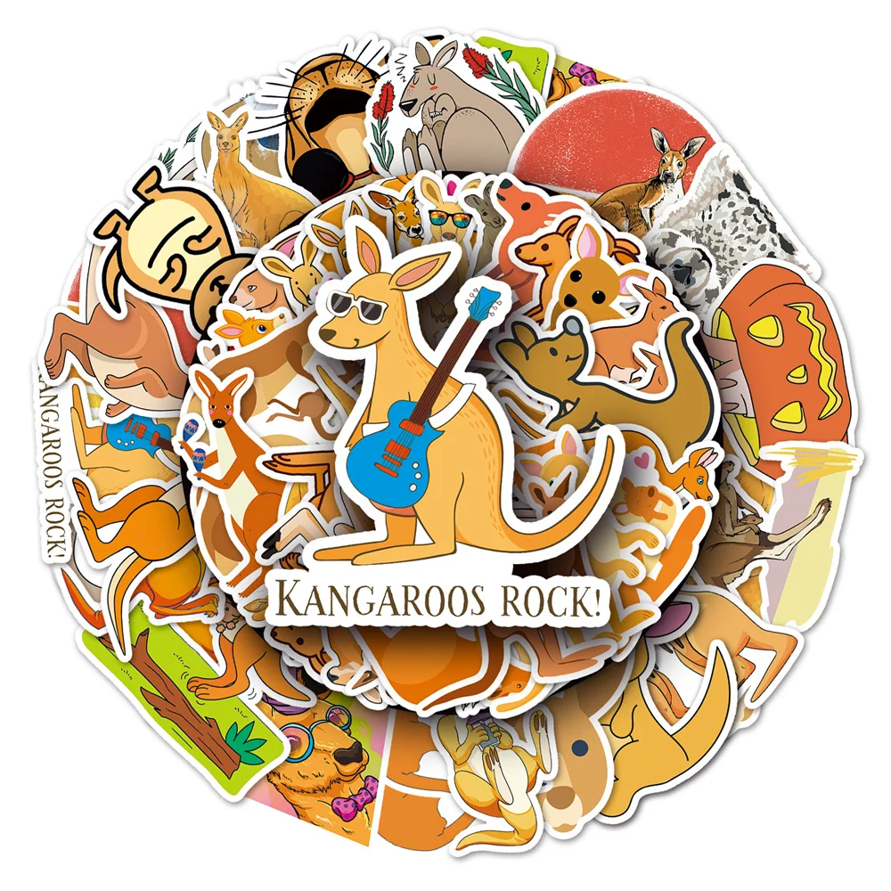 50pcs Cute Animals Kangaroo Stickers For Siutcase Guitar Scrapbook Laptop Stationery DIY Sticker Scrapbooking Supplies Vintage