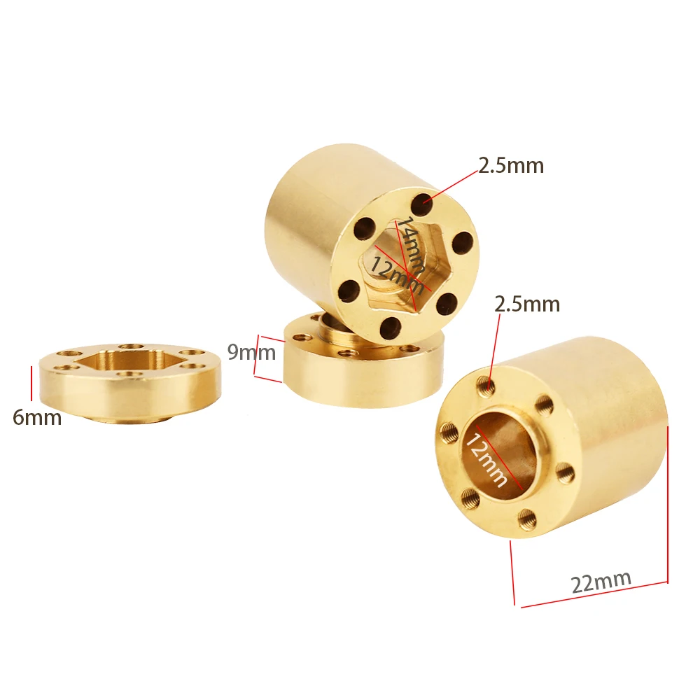 

2/4pcs Brass Weights Counterweight 12mm Wheel Hex Hub Widen Adapter for 1/10 RC Crawler 1.9 2.2Inch Wheels Rim Axial SCX10 TRX4