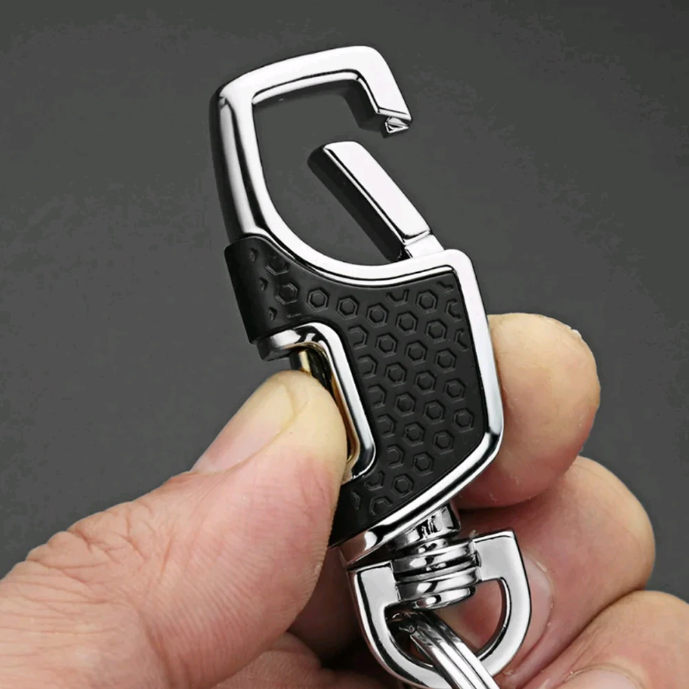 1Pc Double Switch Keychain Metal 360 Degrees Rotatable Key Holder Rings Buckle Fashion Men's Luxury Car Keyring Decorative Hooks 2