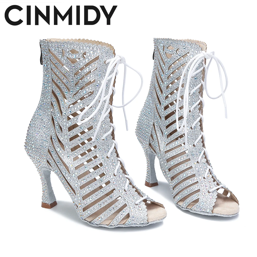 Female High Top Latin Dance Shoes Sexy Ballroom Dance Shoes Pole Boots Soft Sole Party Women High Heels