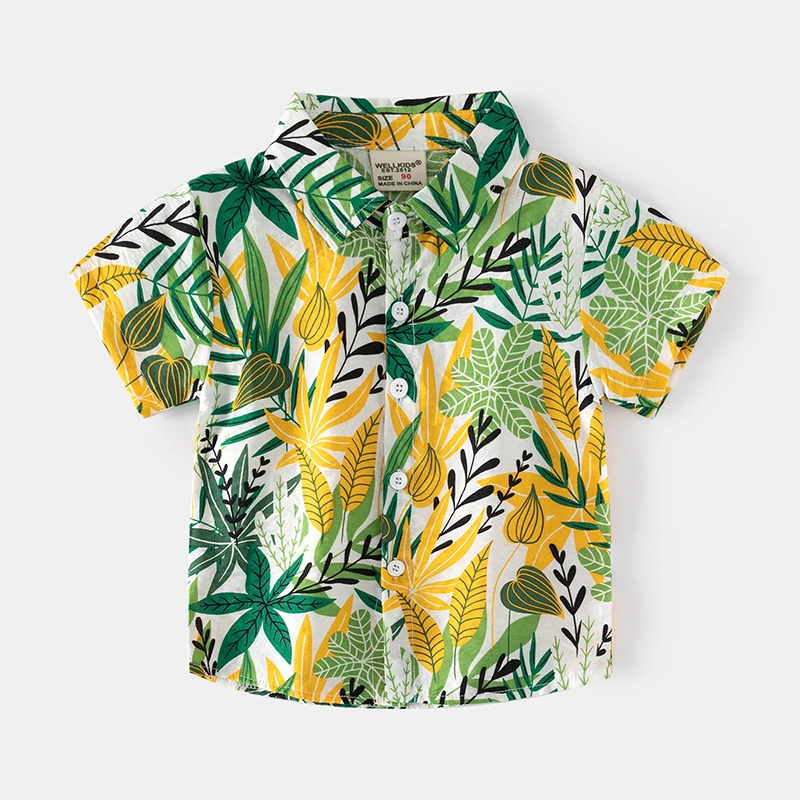 thumbnail image 1 of Camisa de manga corta con solapa de verano para niños de 2 a 6 años, camisas de estilo abstracto a la moda para exteriores, Tops para vacaciones en la playa, ropa para niños, 1 of 6
