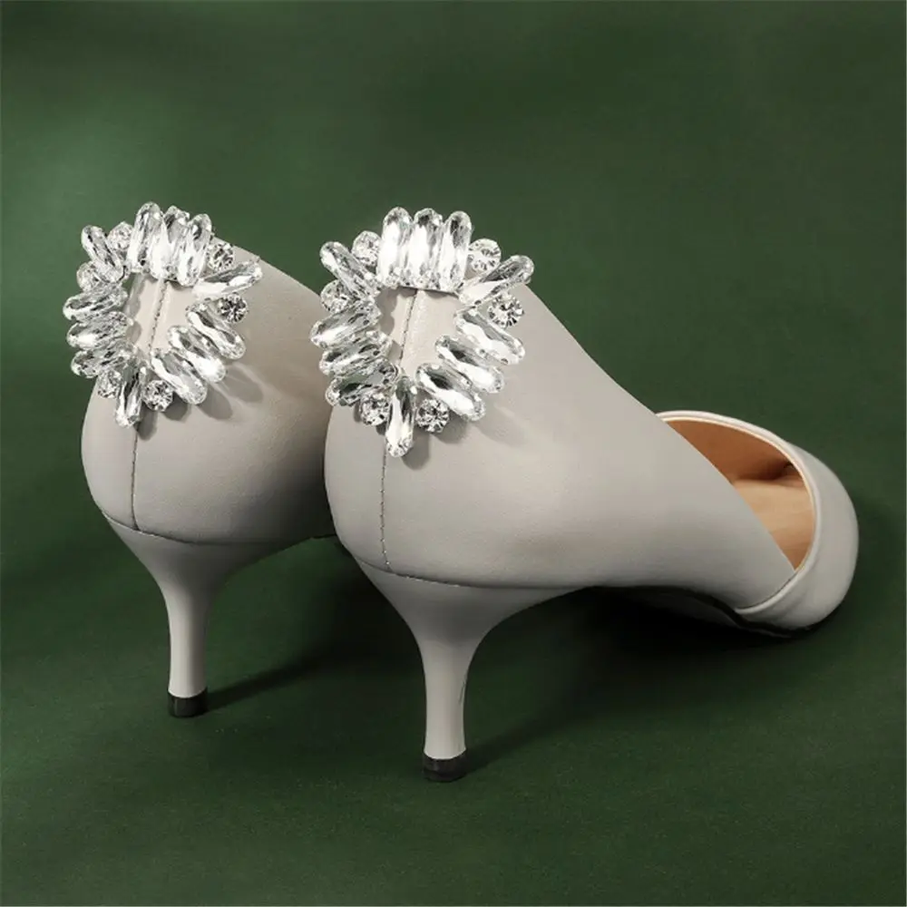2pcs Shoe Clip Wedding Shoes High Heel Women Bride Decoration Rhinestone Shiny Decorative Clips Silk Flower Charm Buckle