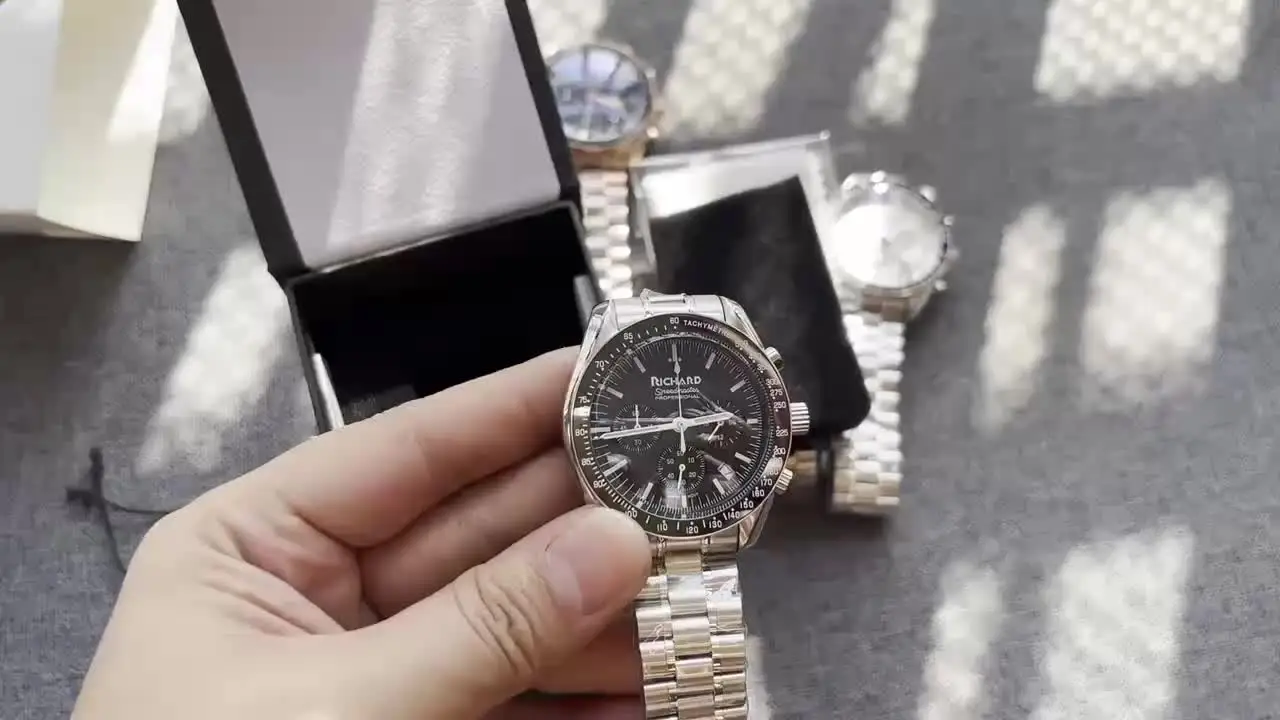 Richard Speedmaster Moonwatch кварцевые часы VK64 мужские спортивные хронограф с сапфировым