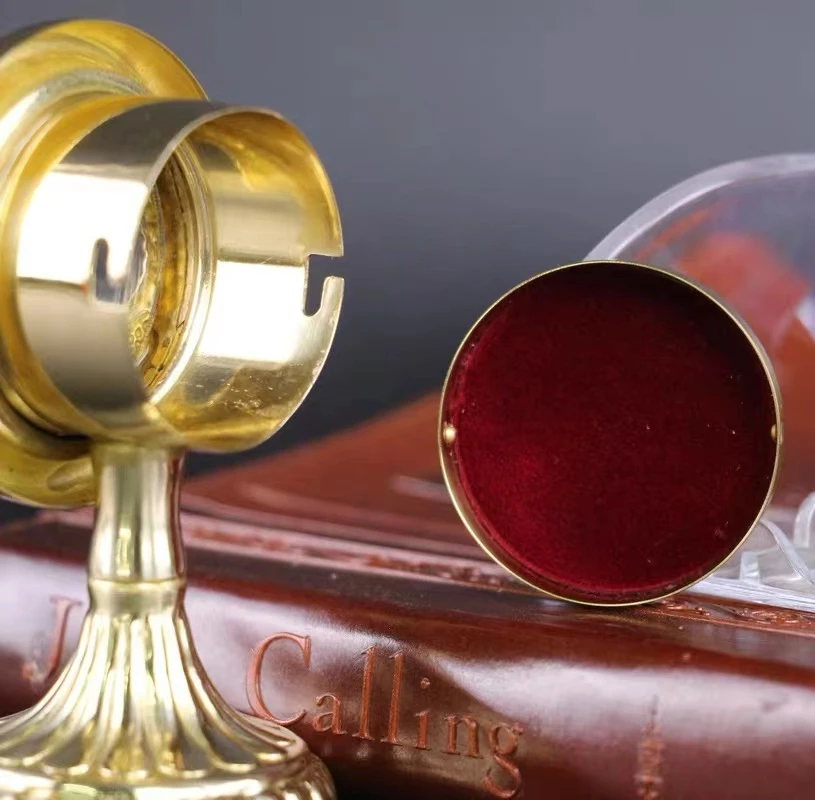 Brass Reliquary Small Personal Monstrance Host Relic Container High Polished For Church Or Home