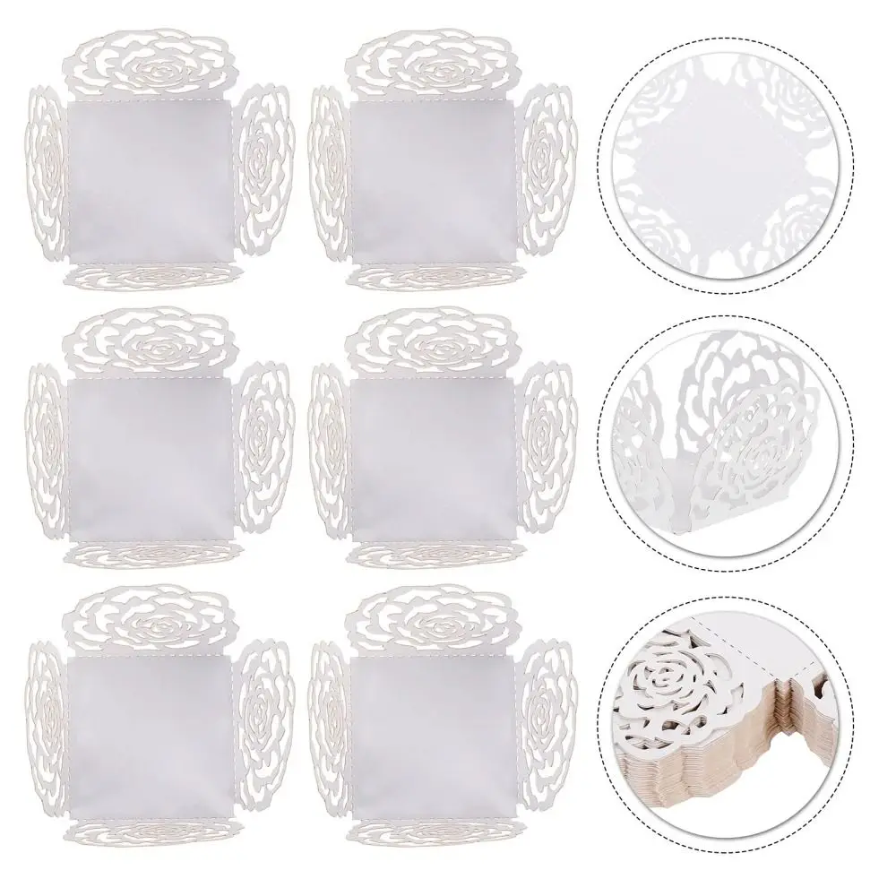 50pcs Chocolate Packing Chocolate Tray Paper Dessert Decor Rose Lace Truffle Wrappers Hollow-Out Chocolate Candy Cups Party