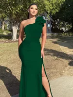 New Summer One Shoulder Split Sexy Dress sleeveless Sloping Shoulders Dresses - Image 5