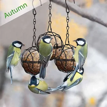 Metal Suet Ball Bird Feeder with Hanging Chain Squirrel Proof Outdoor Garden Birds Hummingbird Feeders Ball Shape Grass Feeder - Image 4