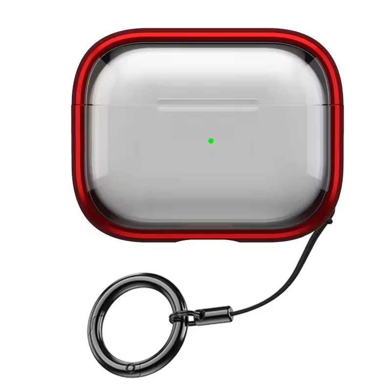 Removable Stand Latch Earphone Case with Wireless Charging and Anti-Drop Lock - Transparent Hard PC Protector Cover