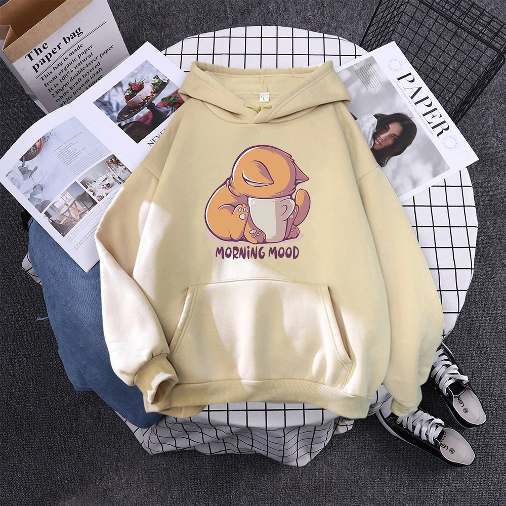Cute Panda Sleeps Print New Women'S Sweatshirt Warm Vintage Pullover For Woman Fashion Korean Round Neck Hoodie Female