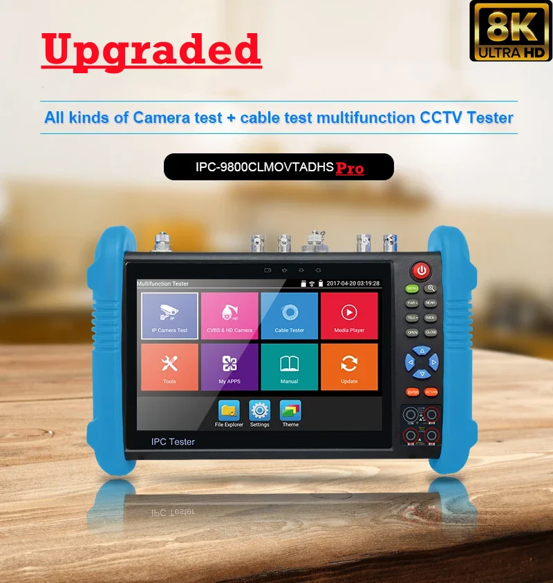 8K CCTV IPC Tester IPC9800 7" Tester CCTV Camera 8MP AHD CVI TVI H.265 IP Camera Wifi PTZ Cable HDMI VGA Test cctv camera tester